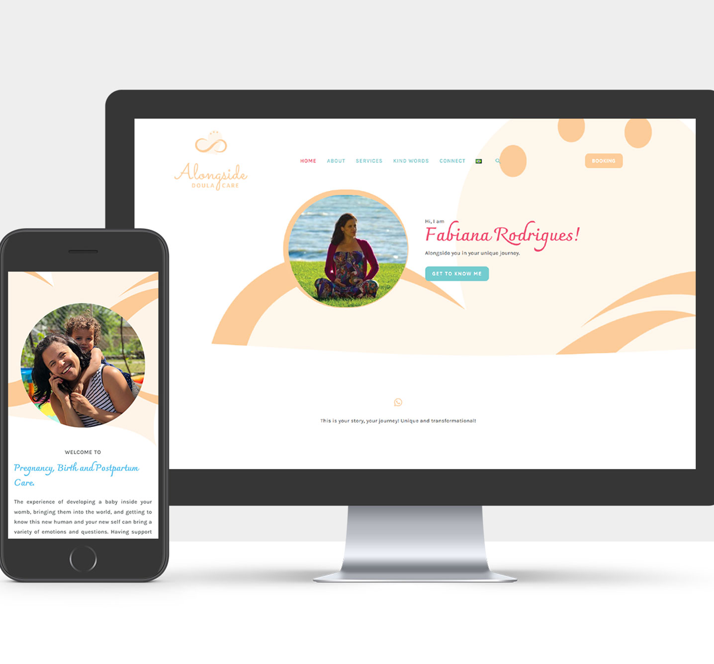 Desktop mockup of the Alongside Doula website designed by Design in Art