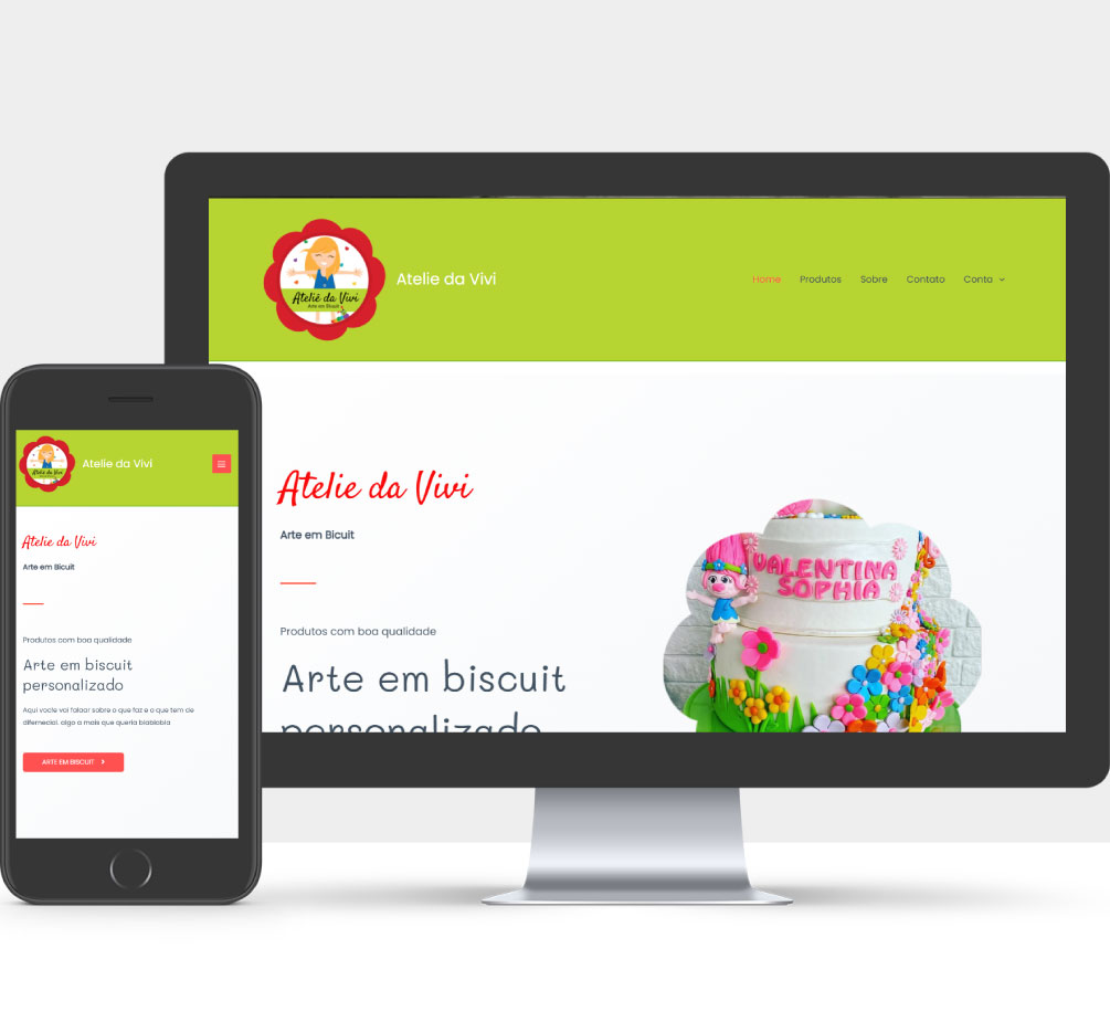 Desktop mockup of the Atelie da Vivi website designed by Design in Art