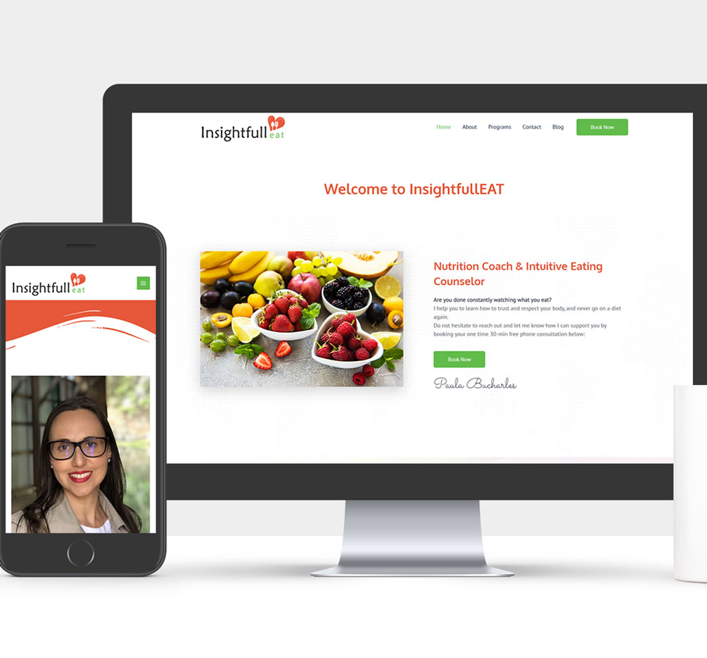 Desktop mockup of the Insightfuleat website designed by Design in Art