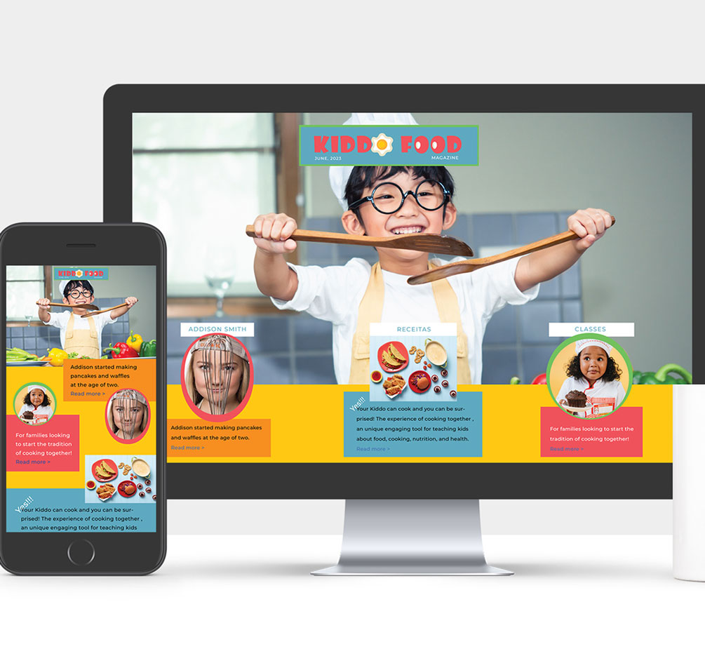 Desktop mockup of the Kiddo Food website designed by Design in Art