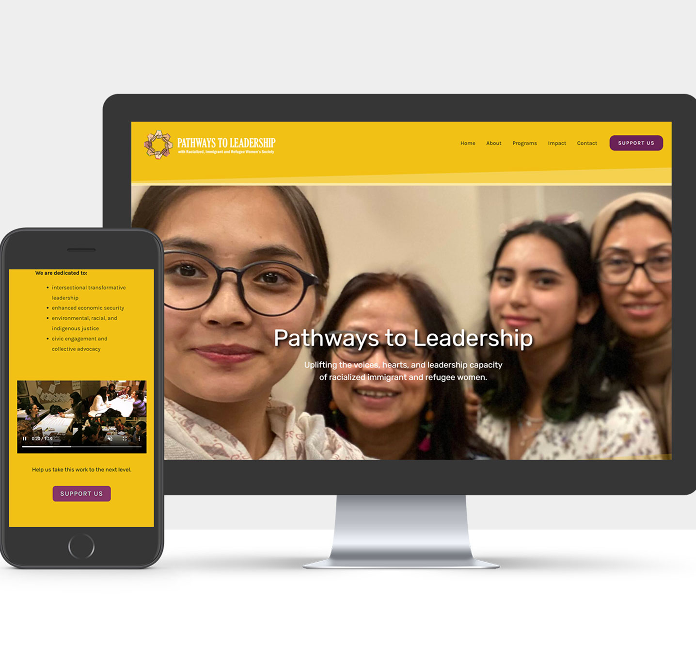 Desktop mockup of the Pathways to Leadership website designed by Design in Art