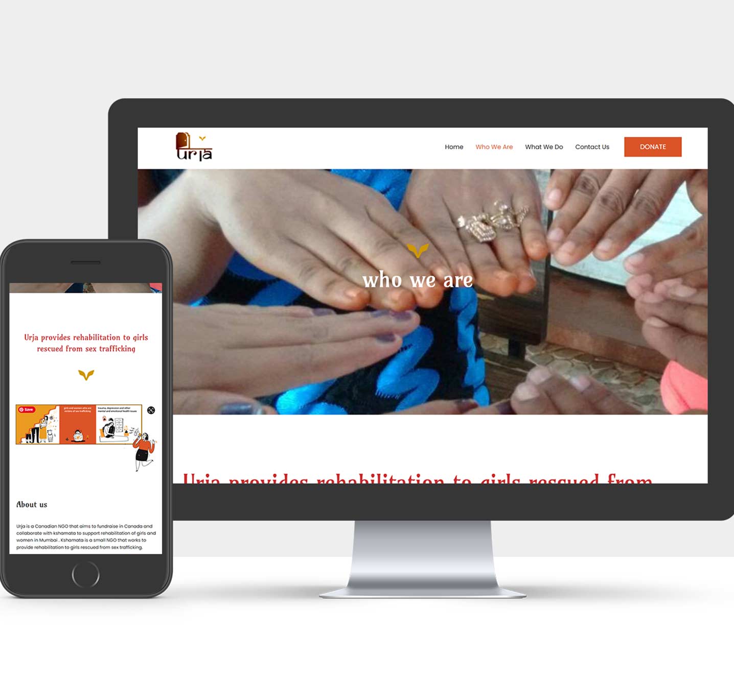 Desktop mockup of the Urja website designed by Design in Art